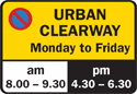 Urban clearway sign
